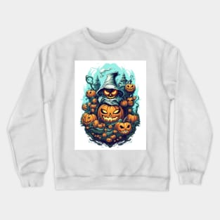 scary witch with pumpkins Crewneck Sweatshirt